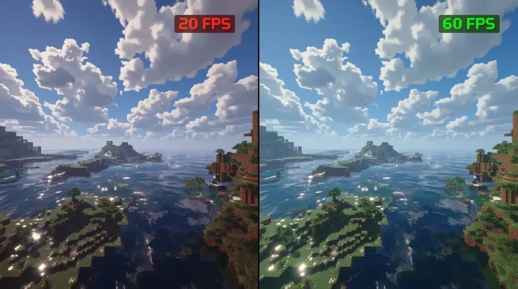 How to Optimize Minecraft APK for Smooth Gameplay on Low-End Devices 5 Lucid Realism Splitscreen ingame Minecraft view comparison sty 1
