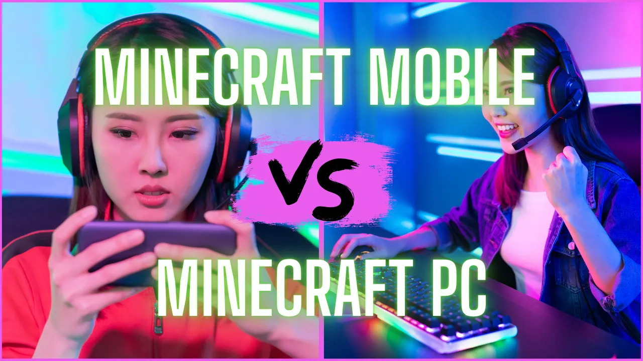 Pink and Purple Neon Mobile Gamer Vs PC Gamer YouTube Thumbnail